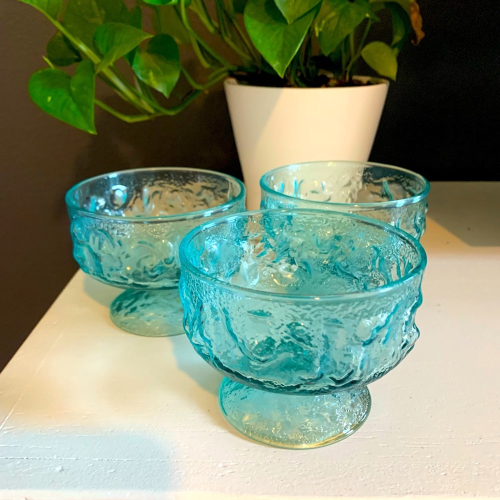 Vintage Anchor Hocking crinkle cocktail glasses set of 3